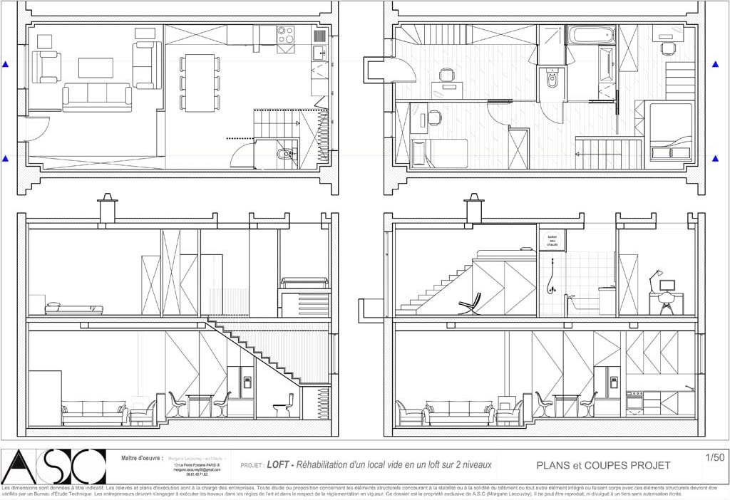 Plan avant/après — Loft Nanterre